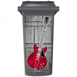 Cherry Red Electric Guitar Style Wheelie Bin Sticker Panel